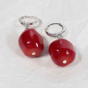 Boucles d'oreille créatrice bijoux Corail rouge