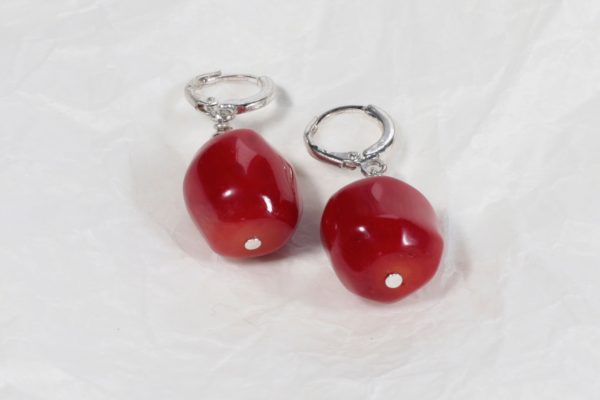Boucles d'oreille créatrice bijoux Corail rouge